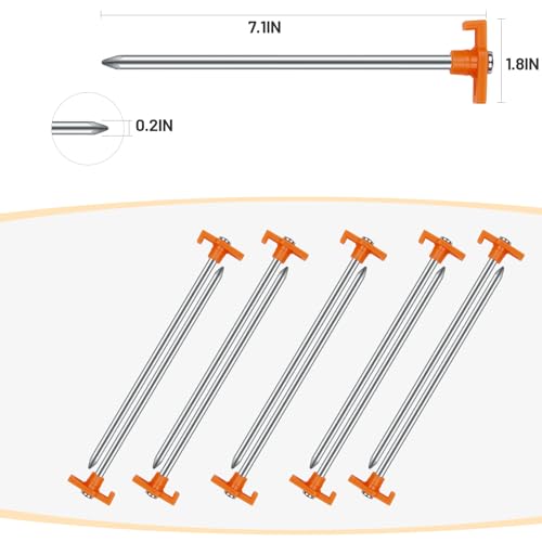 AVOFOREST 20 Pcs Tent Stakes with Camping Hammers,Avoforest 7.1 Inch Non-Rust Metal Tent Pegs + Portable Tent Stakes Hammers Ground Stakes and Tent Accessories Camping with Storage Bag,Garden,Hiking - Image 4
