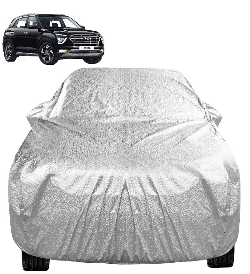 Auto Hub Waterproof Car Cover Compatible with Hyundai Creta (Model: 2024 to Till Date) with Mirror Pocket, Soft Cotton Lining, Waterproof Creta Car Cover- Metallic Silver - Image 1