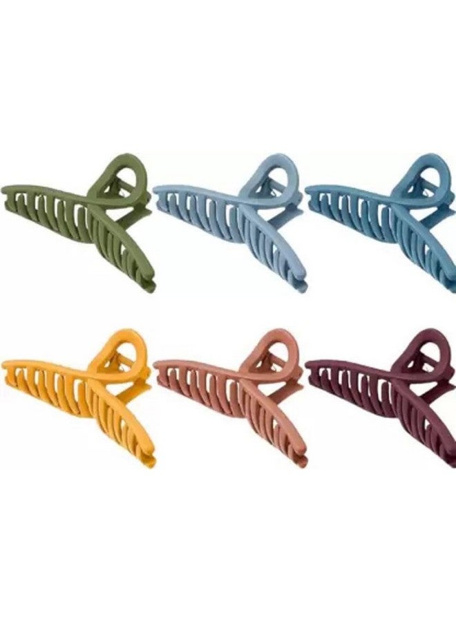 Blubby Hair Claw Clip Hair Jaw Clamp Clips 4.3 Inch Nonslip Hair Claw & Clutcher Strong Hold Matte Butterfly Clip Clamp Hair Styling Accessories for Women Girls Thin Thick Fine Hair, Pack of 6