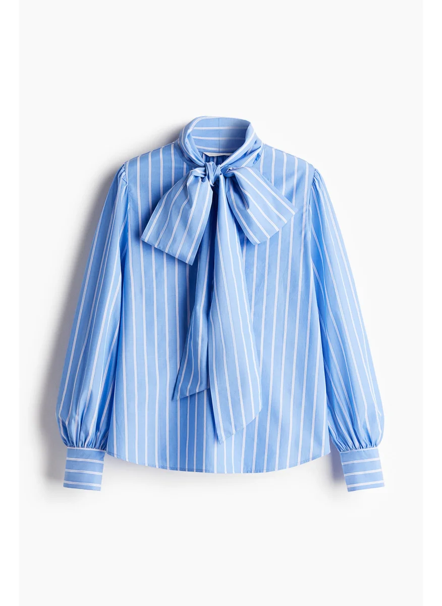 اتش اند ام Bow-Collar Poplin Blouse