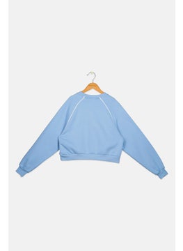 Bershka Kids Girl Graphic Sweatshirt, Light Blue  - Image 2