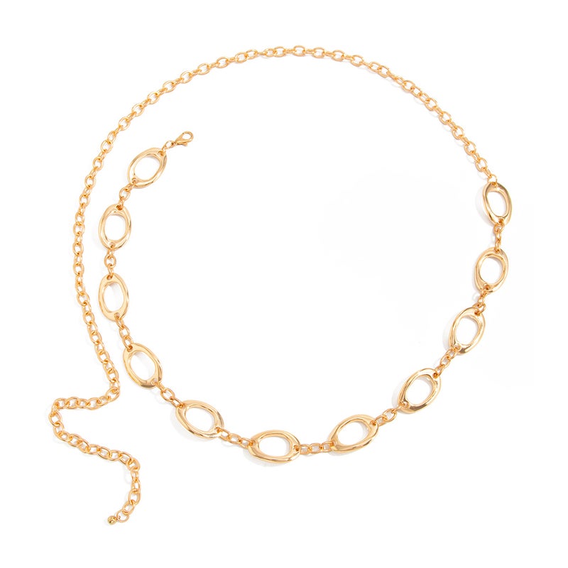 SHIXIN European and American Cross-Border Accessories: Versatile INS Style O-Chain Link Waist Chain with Metallic Hollow Geometric Body Chain - Image 5