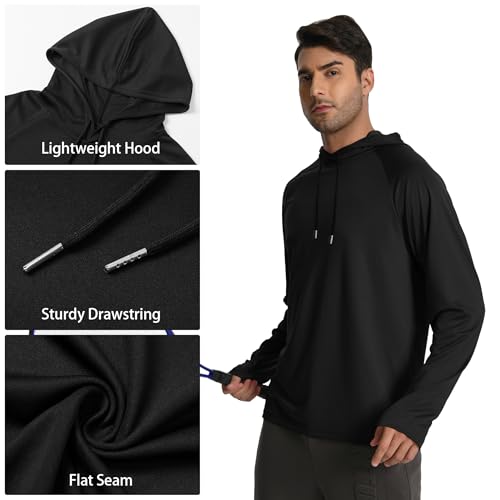 HovSiyla 5 Pack Men's Fishing Shirts Long Sleeve UPF Sun Protection Hoodie Lightweight Hiking Running Swimming Athletic Shirt Black Grey White Navy Red Small - Image 5