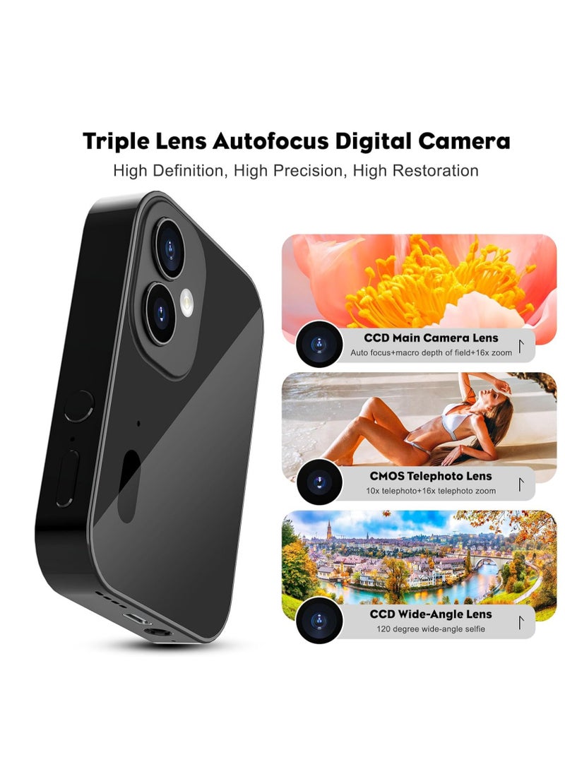 General - Digital Camera with Autofocus, 4K Small Digital Camera with Triple Lens, Point and Shoot Digital Camera with 3 in Touch Screen, 64MP Compact Camera with 16X Digital Zoom for Beginners, Teens and Kids - Image 1