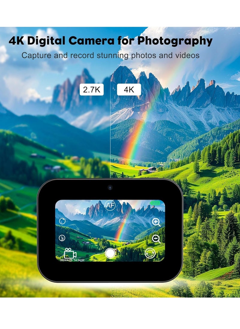 General - Digital Camera with Autofocus, 4K Small Digital Camera with Triple Lens, Point and Shoot Digital Camera with 3 in Touch Screen, 64MP Compact Camera with 16X Digital Zoom for Beginners, Teens and Kids - Image 1