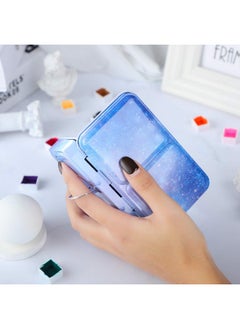 Zonon 53 Pieces Watercolor Paint Palette And Half Pans Set Watercolor Tin Box Metal Palette Paint Case With Lid Empty Watercolor Pans With Black Storage Ba (Starry Sky Color)  - Image 5