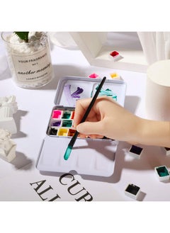 Zonon 53 Pieces Watercolor Paint Palette And Half Pans Set Watercolor Tin Box Metal Palette Paint Case With Lid Empty Watercolor Pans With Black Storage Ba (Starry Sky Color)  - Image 2