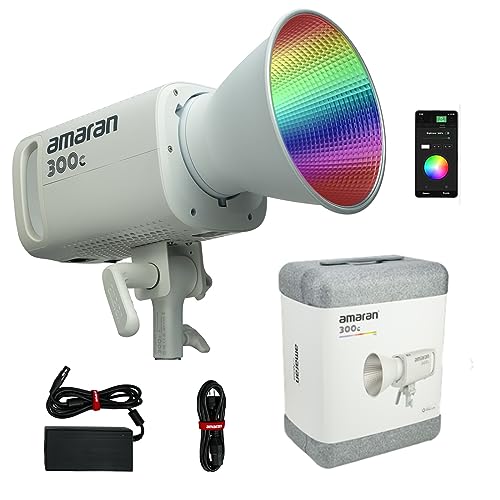 Aputure Amaran 300C White, 300W RGB LED COB Video Light CCT 2500K to 7500K Bowen Mount Continuous Output Lighting Support App Control - Image 1