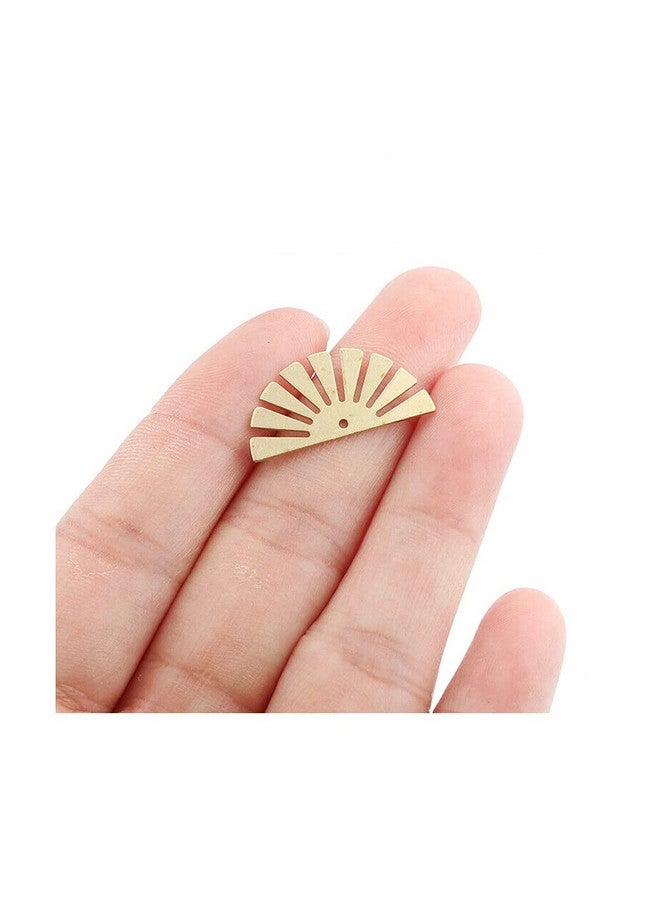 Acxico 25Pcs Raw Brass Half Sun Sunny Charms Pendants for Jewellery Making 12 * 24mm - Image 1
