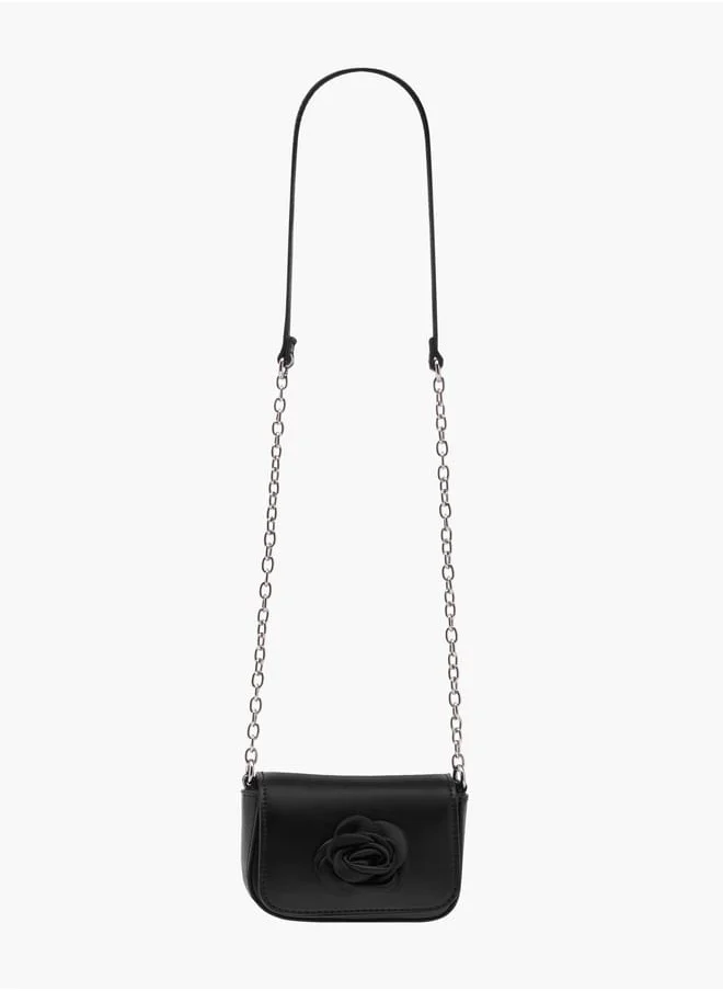 فلورا بيلا من شو إكسبرس Girls Rose Accent Crossbody Bag With Chain Strap And Flap Closure Ramadan Collection