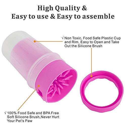 Sage Square Portable Dog Paw Washer Cum Foot Cleaner with Soft Silicone Plunger to Scrub Each Feet Pink - Image 5