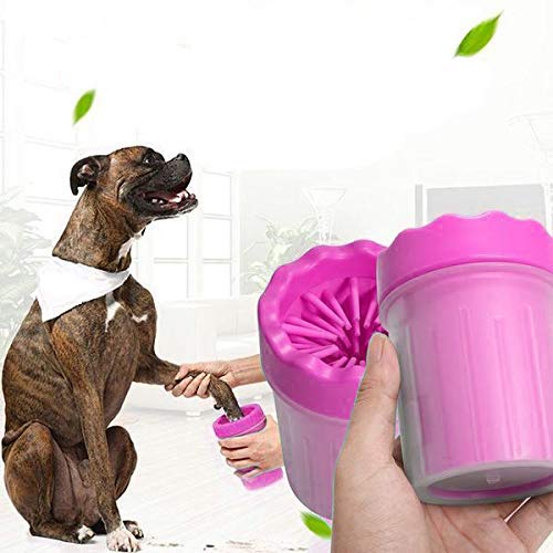 Sage Square Portable Dog Paw Washer Cum Foot Cleaner with Soft Silicone Plunger to Scrub Each Feet Pink - Image 1