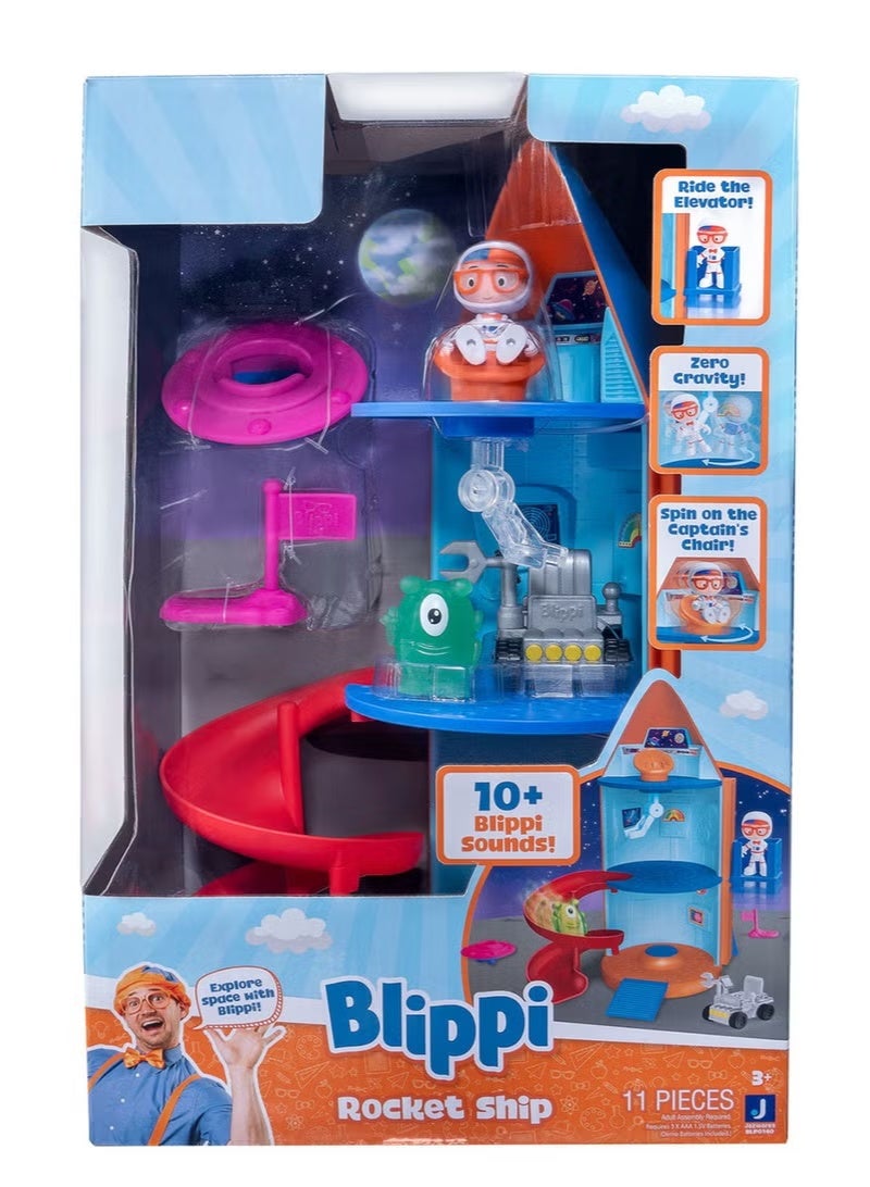 بليبي Rocket Ship Interactive Playset – 14-Inch Space Toy with Sounds, 3-Inch Astronaut Figure, Alien, UFO & Rover (Ages 3+) - Image 2