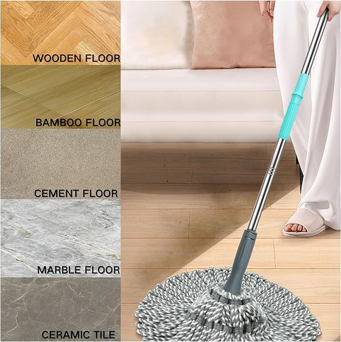 Flygon Self Wringing Twist Mop Wet Mop for Floor Cleaning with Long Handle Heavy Duty Floor Mop for Hardwood Vinyl Tile Marble Laminate Home Office Kitchen - Image 5