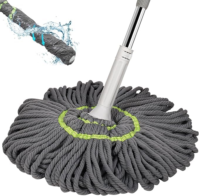 Flygon Self Wringing Twist Mop Wet Mop for Floor Cleaning with Long Handle Heavy Duty Floor Mop for Hardwood Vinyl Tile Marble Laminate Home Office Kitchen - Image 1