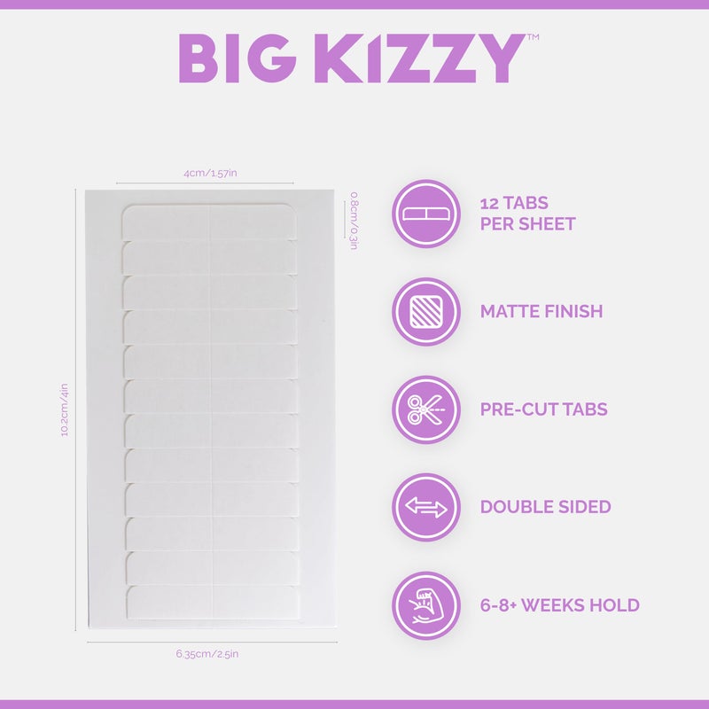 Big Kizzy شرائط لاصقة مزدوجة الجوانب قابلة للاستبدال من بيغ كيززي - تدوم من 6-8 أسابيع - لاصق قوي وخالي من البقايا لتمديدات الشعر - 60 شريط - Image 2