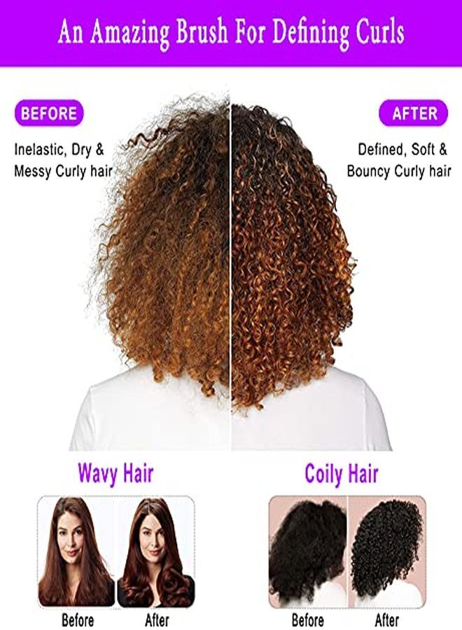 KTKUDY Styling Brush 9 Row For Defining Curls Hair Brush For Separating, Shaping Curls - Blow-Drying, Styling & Finishing Detangling Brush For Thick, Wavy, Curly Or Coily Hair (Purple) - Image 2
