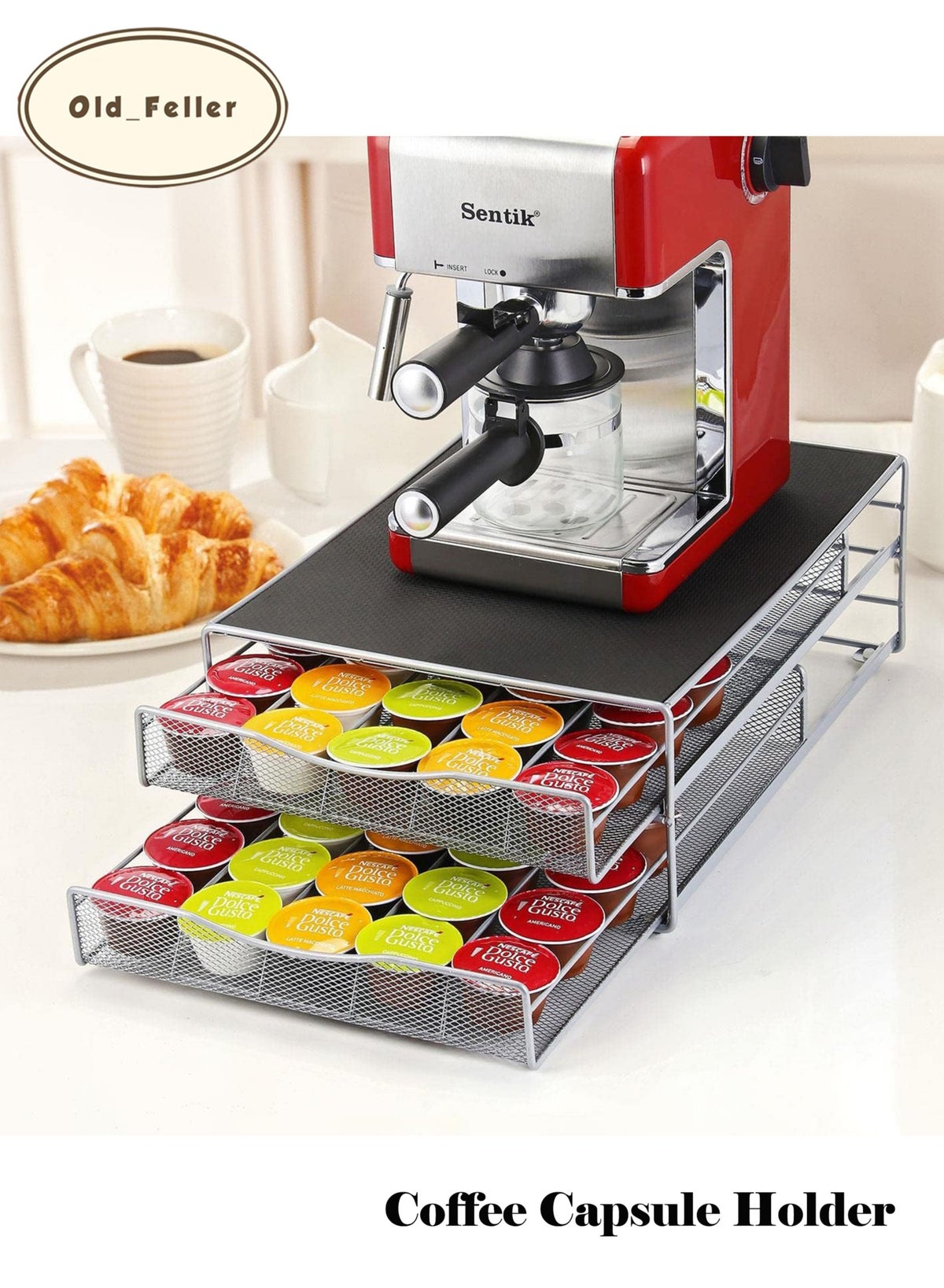 Old_Feller Double Layer Drawer Coffee Capsule Holder,72 Dolce
