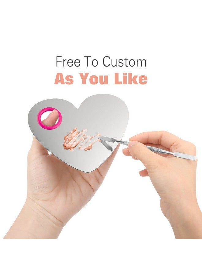 لوكس سبير لوحة خلط المكياج من لوكسباير، لوحة مكياج مستحضرات تجميل من الفولاذ المقاوم للصدأ، كريم أساس، أداة خلط ومزج، أدوات مكياج مع ملعقة مسطحة لظلال العيون، أحمر الشفاه، فن الأظافر - Image 3