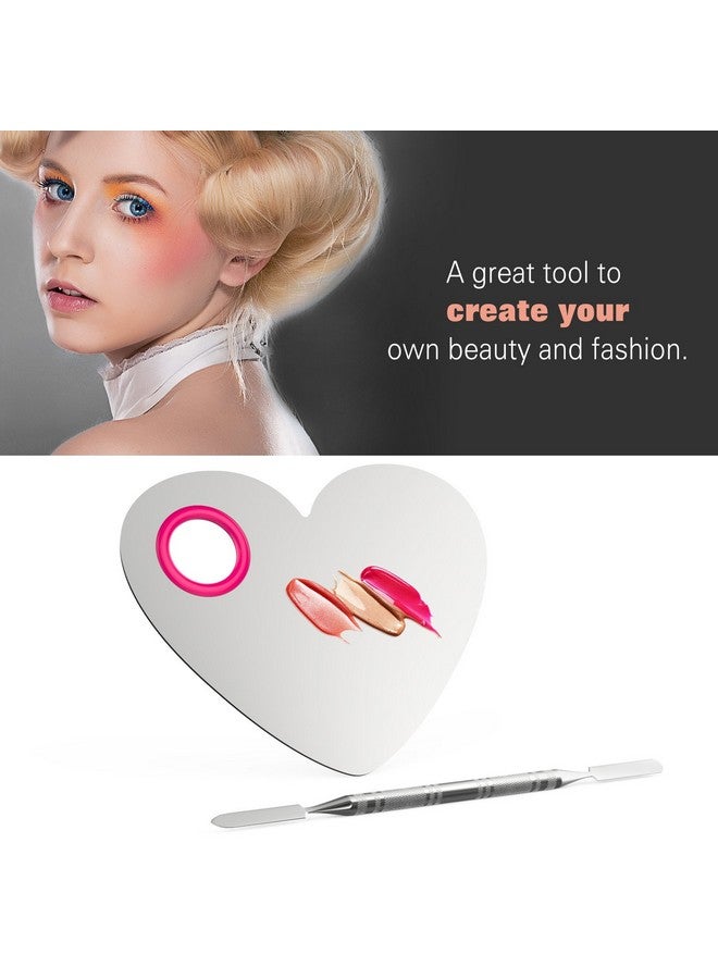 لوكس سبير لوحة خلط المكياج من لوكسباير، لوحة مكياج مستحضرات تجميل من الفولاذ المقاوم للصدأ، كريم أساس، أداة خلط ومزج، أدوات مكياج مع ملعقة مسطحة لظلال العيون، أحمر الشفاه، فن الأظافر - Image 2