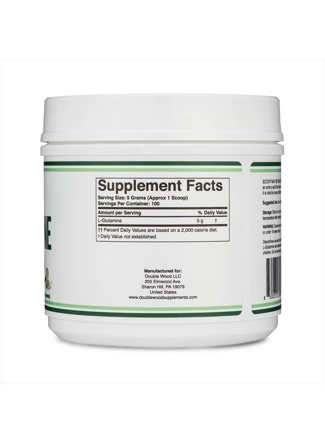 Double Wood Supplements L Glutamine Powder 1.1lbs (100 Servings of 5 Grams Each - Third Party Tested L-Glutamine Powder) Unflavored, Keto, Vegan Friendly (with Scoop) for Exercise Endurance and Gut Health by Double Wood - Image 2