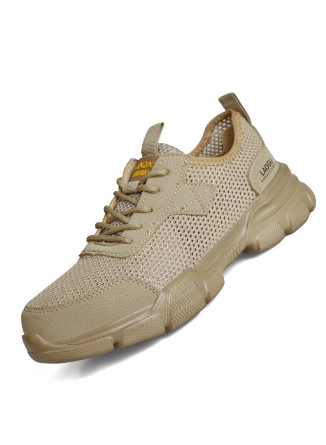 Summer Lightweight Safety Protective Shoes, Anti-smash, Anti-puncture, Insulated, Breathable Work Shoes, Comfortable Fly-knit Large Mesh Work Shoes