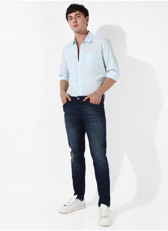 Campus Sutra Men's Tapered Dark-Wash Denim Jeans  - Image 5