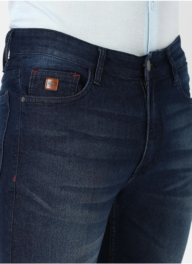 Campus Sutra Men's Tapered Dark-Wash Denim Jeans
