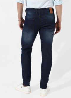 Campus Sutra Men's Tapered Dark-Wash Denim Jeans  - Image 3