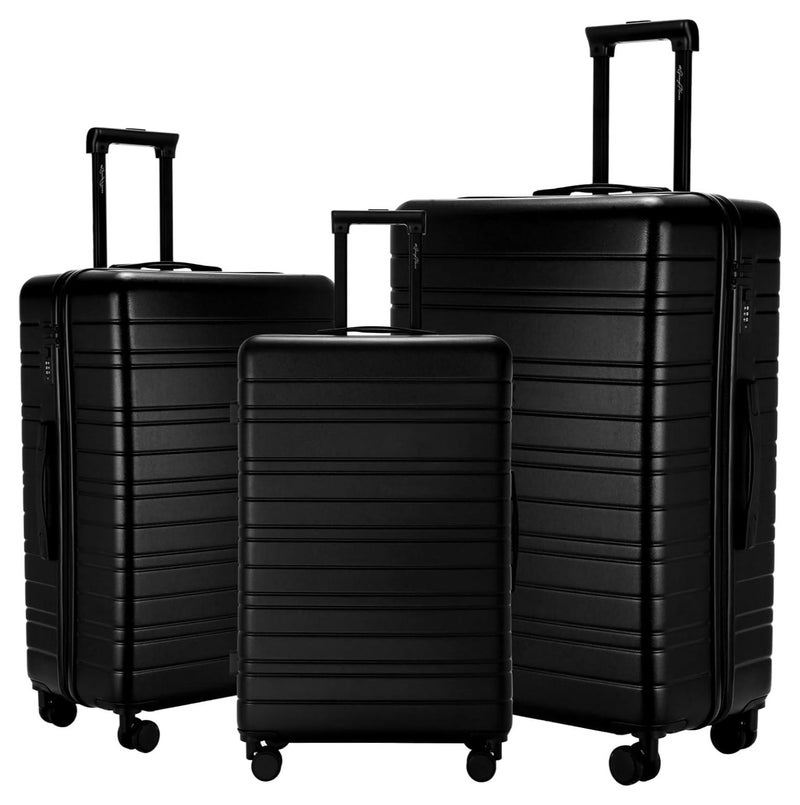 ويمارت مجموعة حقائب سفر مكونة من 3 قطع (20/24/28) بوصة قابلة للتوسيع مصنوعة من مادة ABS+PC، وعجلات عالمية خفيفة الوزن ومتينة (أسود) - Image 1