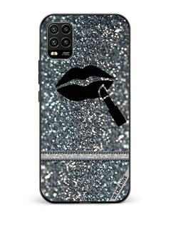 VR CREATIVE Protective Case Cover For Xiaomi Mi 10 Lite 5G Lipstick on Silver Glitter Design Multicolour  - Image 1