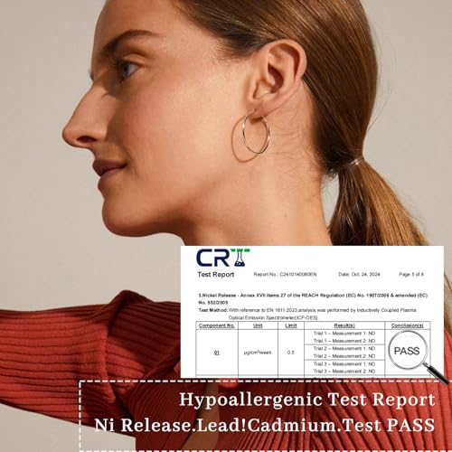 Senteria أقراط هووب فضة ستيرلنج 925 للنساء خفيفة الوزن رقيقة كبيرة - Image 3