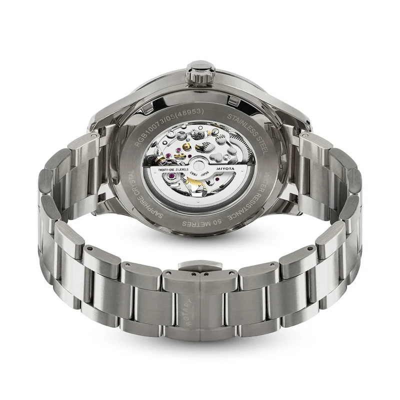 Rotary  Rotary Men's Greenwich Skeleton Automatic 100M Water Resistance Blue Dial Stainless Steel Bracelet Watch - RGB10073/05 for Men | Best Price UAE