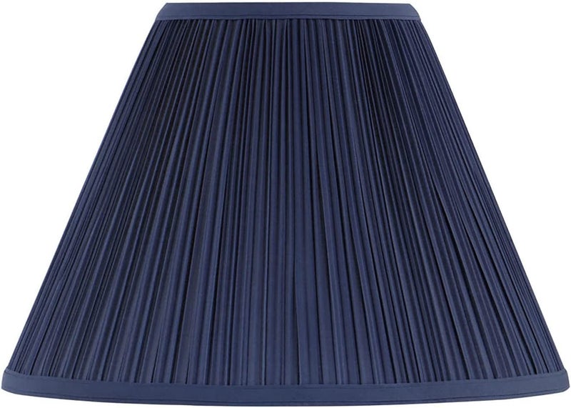 Aspen Creative 33195, Transitional Hardback Empire Shaped Mushroom Pleated Dark Blue Spider Shade, 6" Top x 16" Bottom x 12" Slant - Image 1