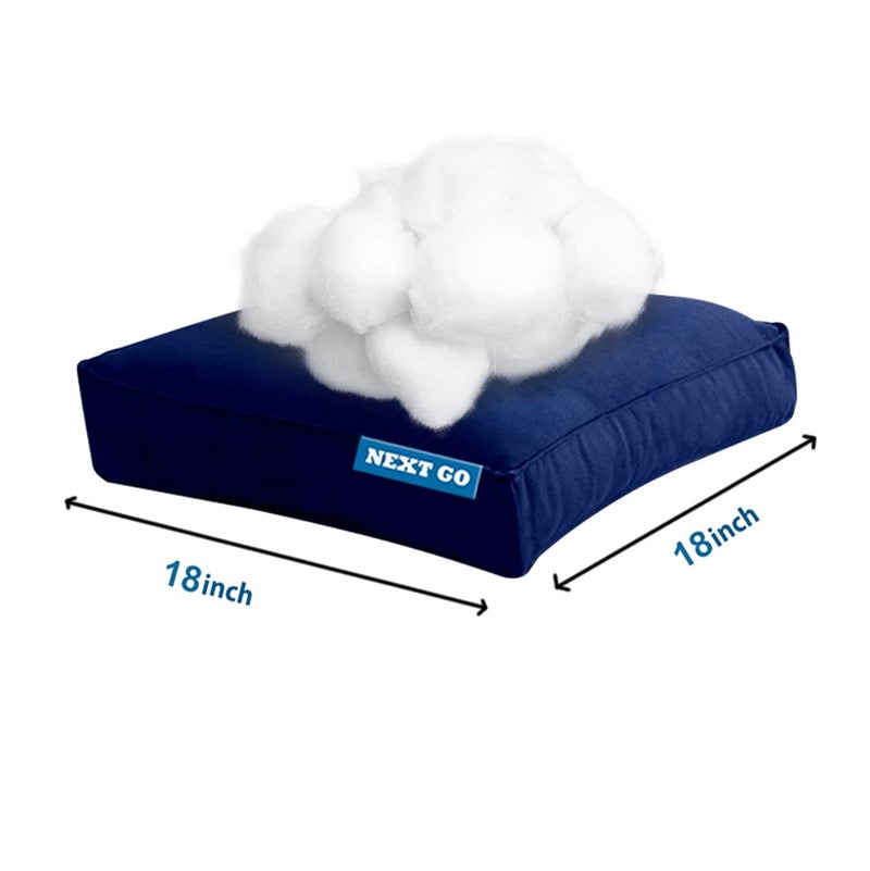 NEXTGO Velvet Chair Pads with Zipper Cover Square Chair Cushion with Ties Soft Thicken Seat Pads Cushion Pillow 1 pic pad and 1 coverfor Home or Car Sitting Office Color Navy Blue - Image 3