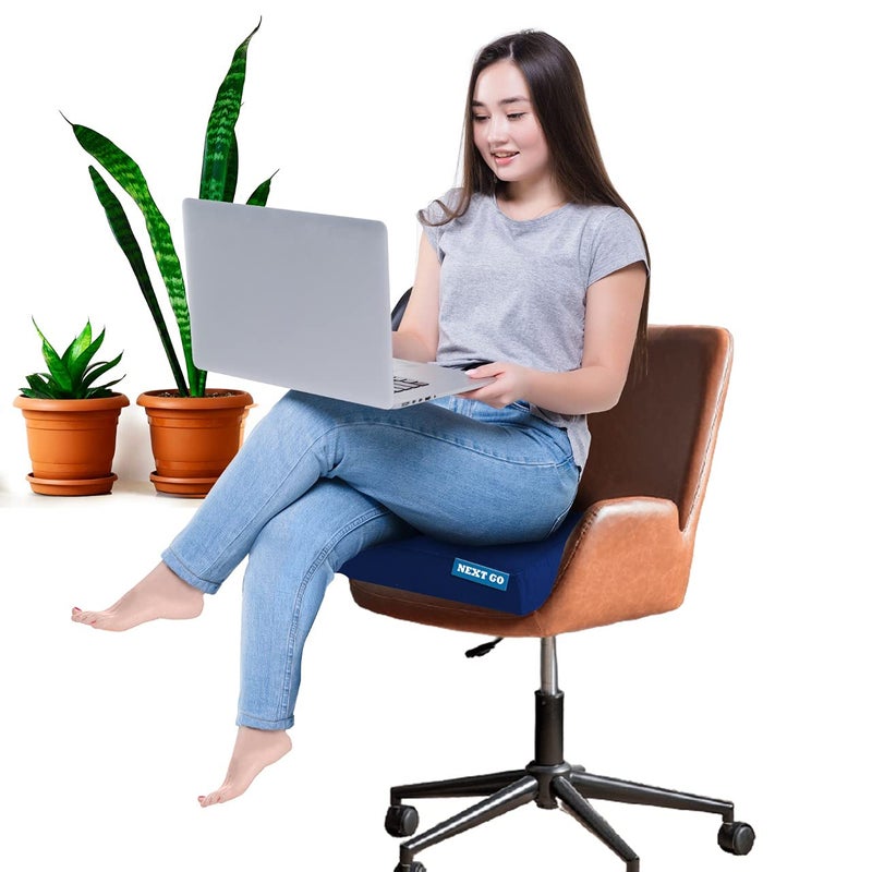 NEXTGO Velvet Chair Pads with Zipper Cover Square Chair Cushion with Ties Soft Thicken Seat Pads Cushion Pillow 1 pic pad and 1 coverfor Home or Car Sitting Office Color Navy Blue - Image 4