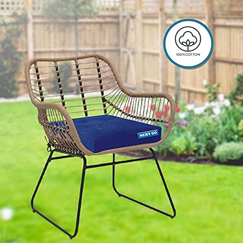 NEXTGO Velvet Chair Pads with Zipper Cover Square Chair Cushion with Ties Soft Thicken Seat Pads Cushion Pillow 1 pic pad and 1 coverfor Home or Car Sitting Office Color Navy Blue - Image 5