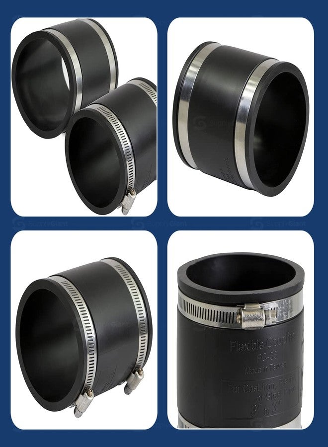 Supply Giant وصلة مطاطية مرنة من مادة PVC من شركة Supply Giant، طراز EVERCONNECT 4826، مزودة بمشابك من الفولاذ المقاوم للصدأ، مقاس 3 بوصات، لون أسود. - Image 4