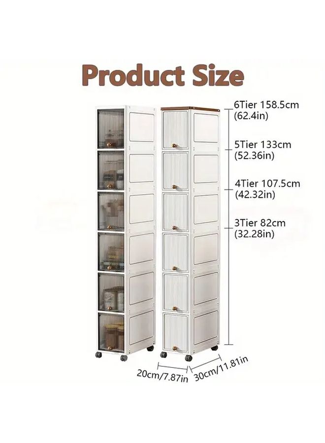 7.87 Inch 6 Layer Transparent Plastic Storage Cabinet With 2 Drawers For Home Office Bedroom - Image 3