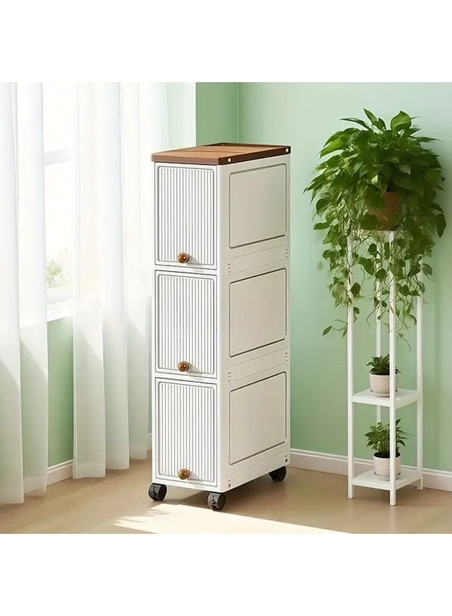 7.87 Inch 6 Layer Transparent Plastic Storage Cabinet With 2 Drawers For Home Office Bedroom - Image 1