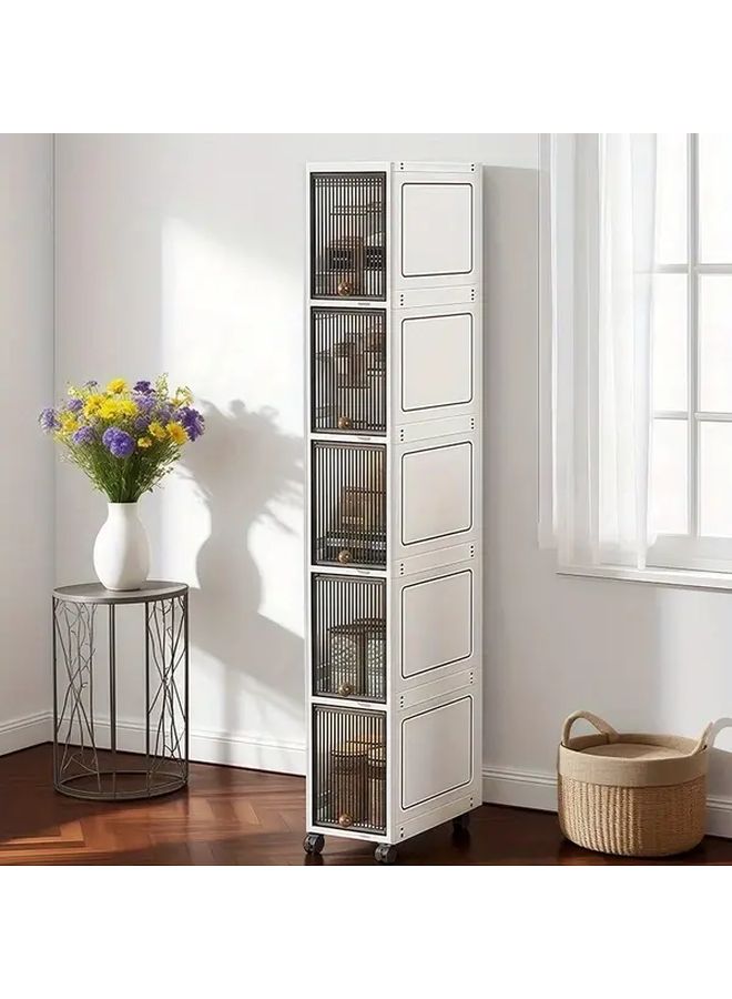 7.87 Inch 6 Layer Transparent Plastic Storage Cabinet With 2 Drawers For Home Office Bedroom - Image 2