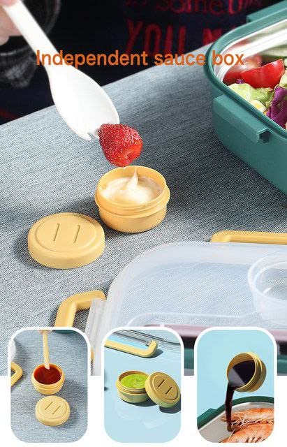 Shivaaro Lunch Box for Kids Lunch Box for Kids 2 Compartment Insulated Plastic Lunch Box Stainless Steel 3 Grid Plastic Lunch Box Multicolor - Image 2