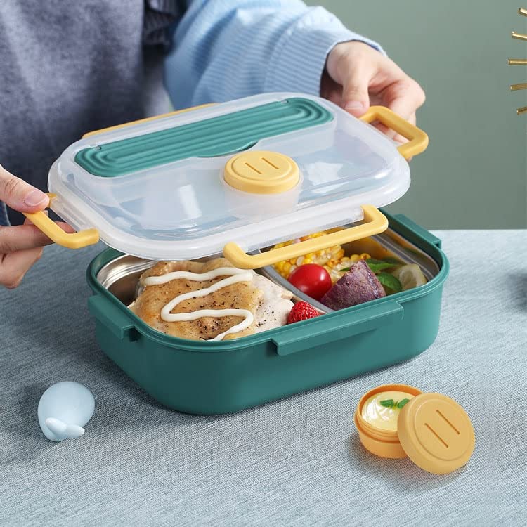 Shivaaro Lunch Box for Kids Lunch Box for Kids 2 Compartment Insulated Plastic Lunch Box Stainless Steel 3 Grid Plastic Lunch Box Multicolor - Image 3