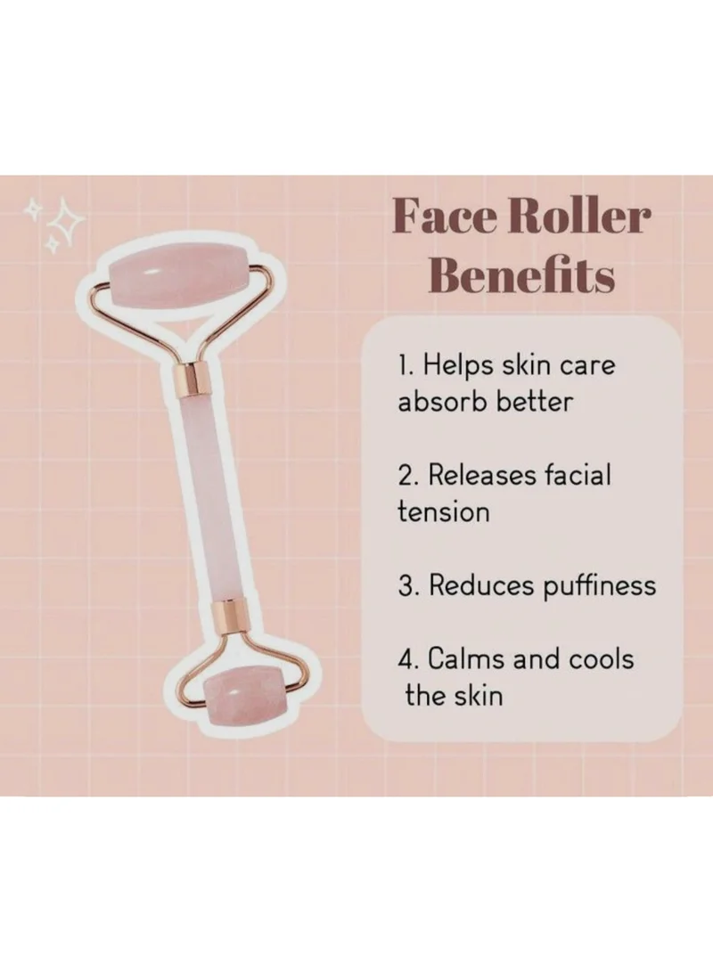 فاشونارا Rainbow Streak Heavyweight Rose Quartz Face Roller - Natural Stone with Rose Gold Finish, Facial Massage Tool for Glowing Skin