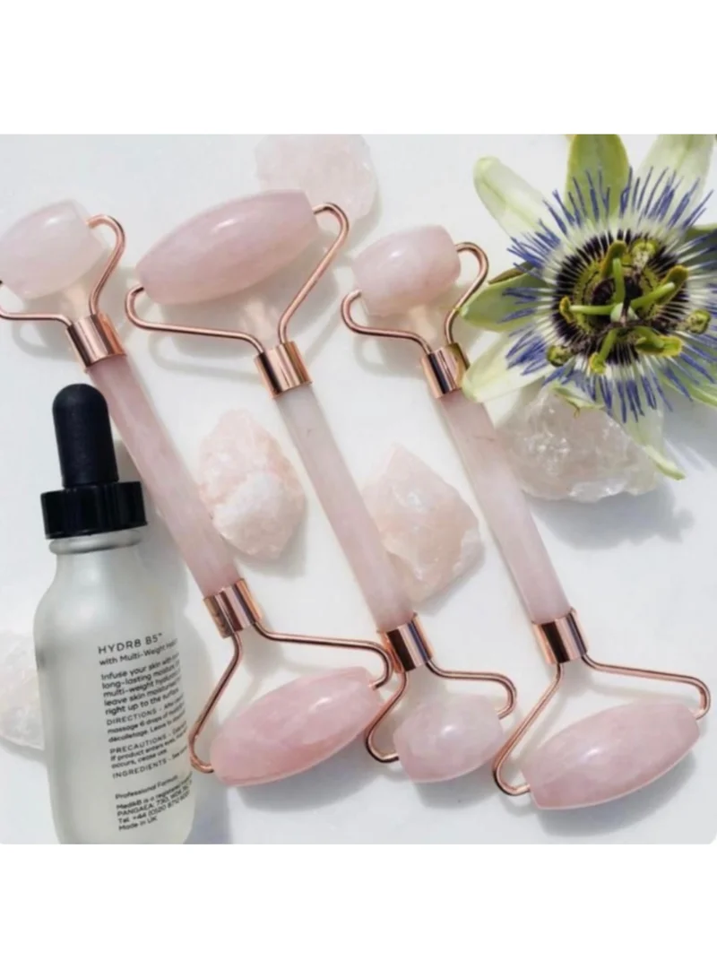 فاشونارا Rainbow Streak Heavyweight Rose Quartz Face Roller - Natural Stone with Rose Gold Finish, Facial Massage Tool for Glowing Skin