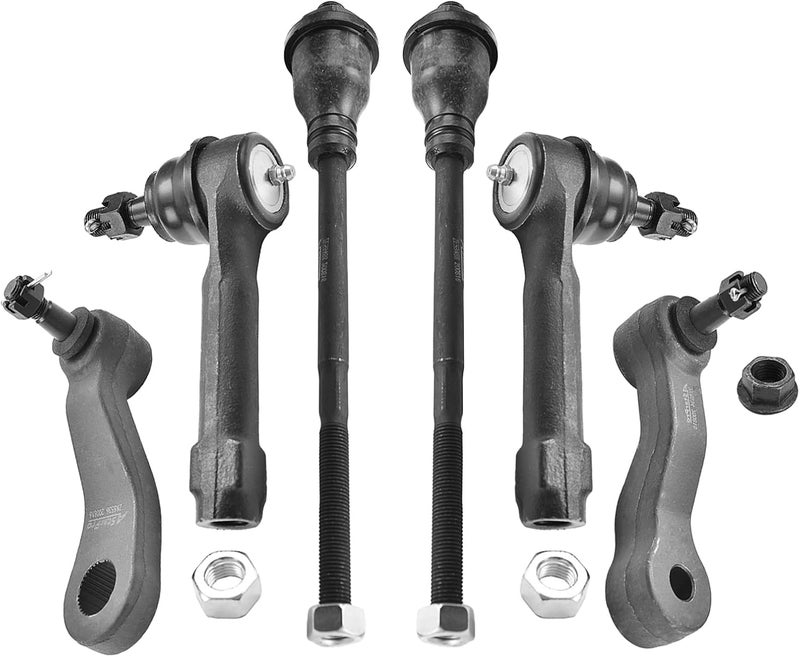 ASTARPRO Tie Rod Ends and Pitman Arm Set - 6pc Compatible with Cadillac Escalade, Chevy Avalanche, Silverado, Suburban, Tahoe, GMC Sierra, Yukon - Image 1