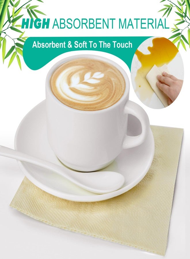 JINVOGREEN JINVOGREE 500 Count Bamboo Cocktail Napkins Disposable 2-Ply 5.3 x 5.3 Inch Folded, Eco friendly Compostable Beverage Paper Napkins Bulk for Bars, Lunch, Parties, Restaurant and Everyday Use - Image 3