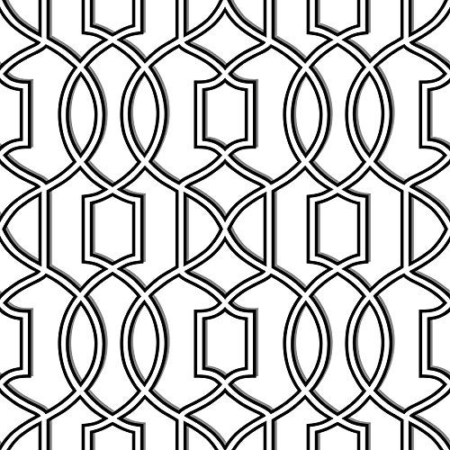 NuWallpaper NU1696 Uptown Trellis Black/White Peel & Stick Wallpaper, Multicolor - Image 5