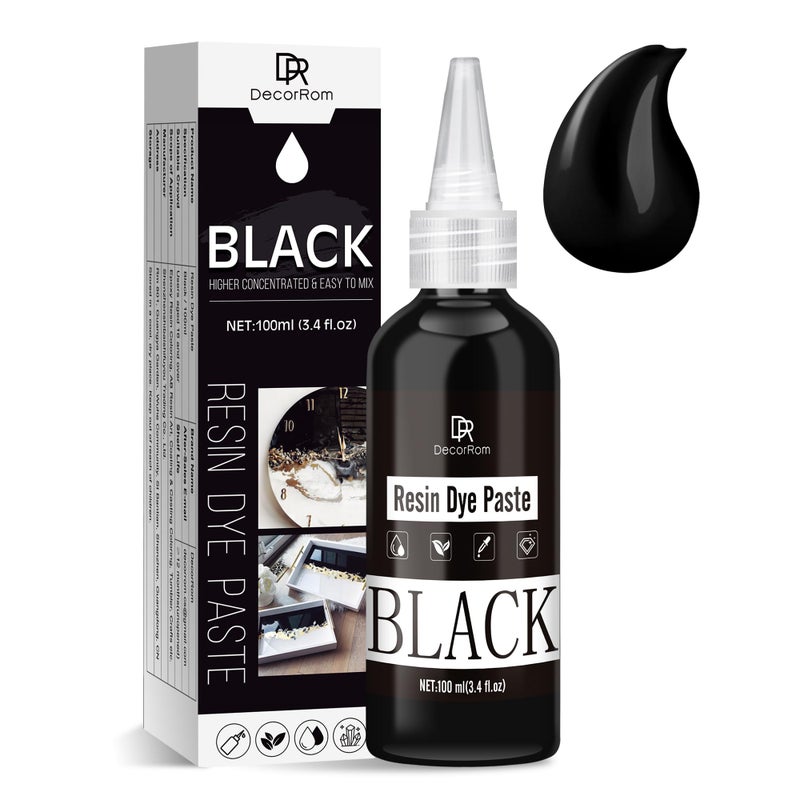 Black Epoxy Resin Pigment Paste  34 floz  100ml High Concentrated Black Resin Dye Paste for Resin Art River Table UV Resin Jewelry Making  Opaque Black Pigment Paste for Resin Painting Coaster