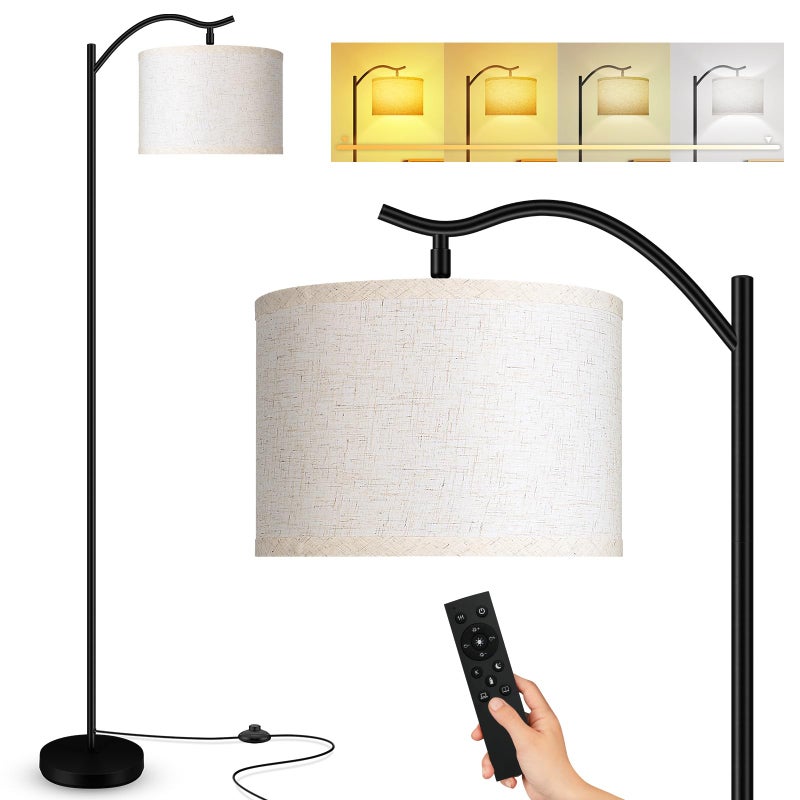BoostArea Floor Lamp for Living Room,Arc Floor Lamp with Remote Control,Stepless Dimmable Brightness & Colors Temperature 2700k-6500k,Modern Standing Lamp for Bedroom Study Room Office,Beige - Image 1